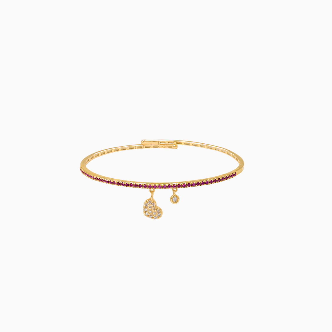 Pulsera oro amarillo 18K con zafiro rosado dije corazon c/ brillantes
