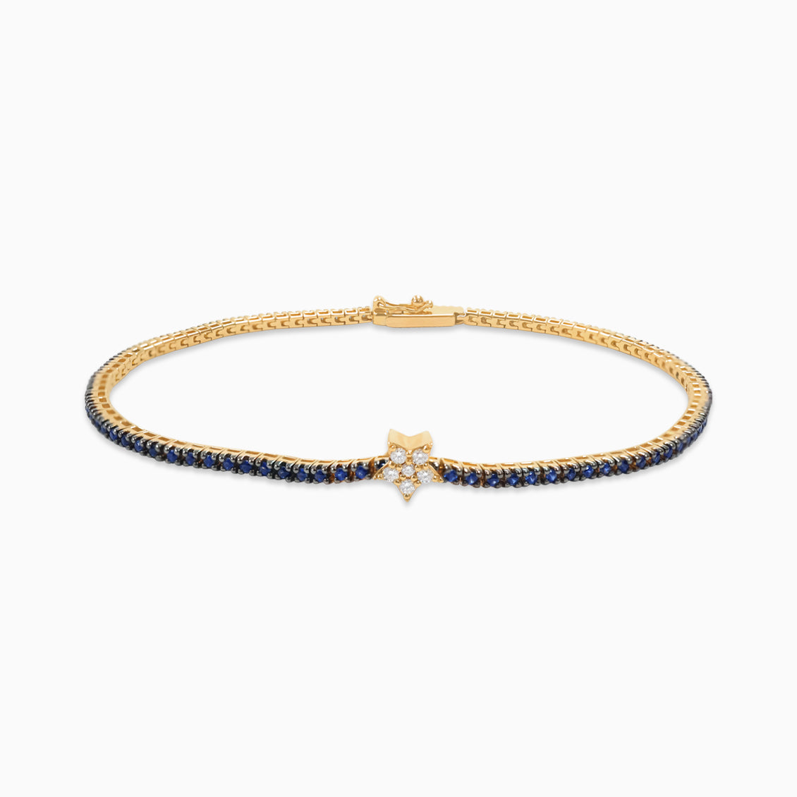 Pulsera oro rosa de 18K tennis centro estrella con brillantes