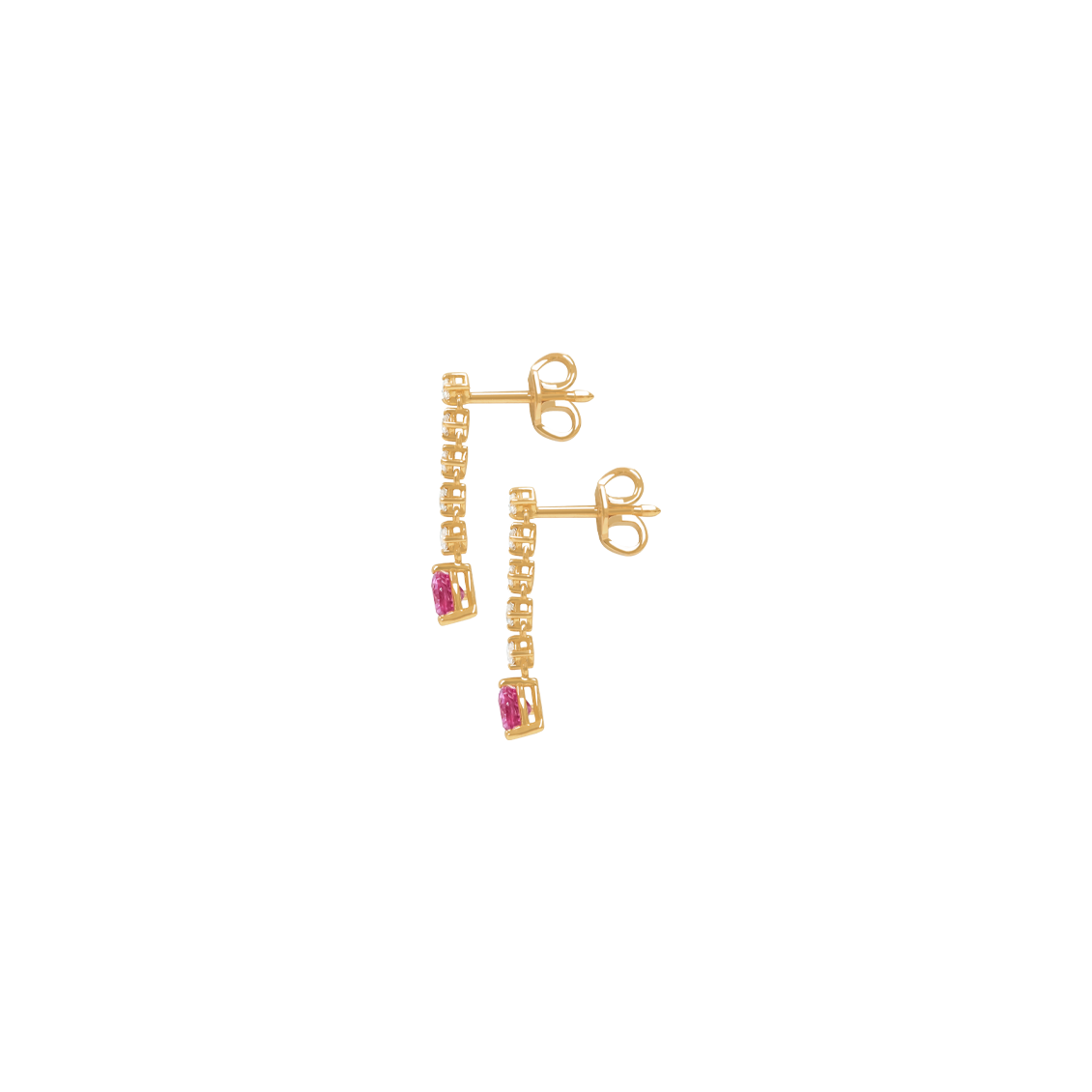 Aretes oro rosado 18K zafiro rosa corazón