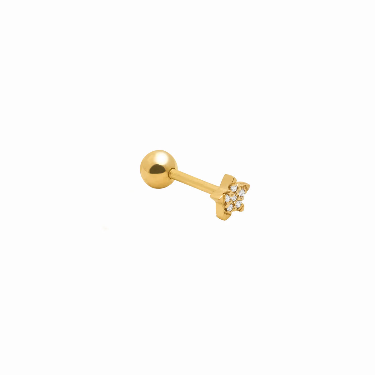 Medio arete en oro amarillo de 18K estrella pequeña con brillantes