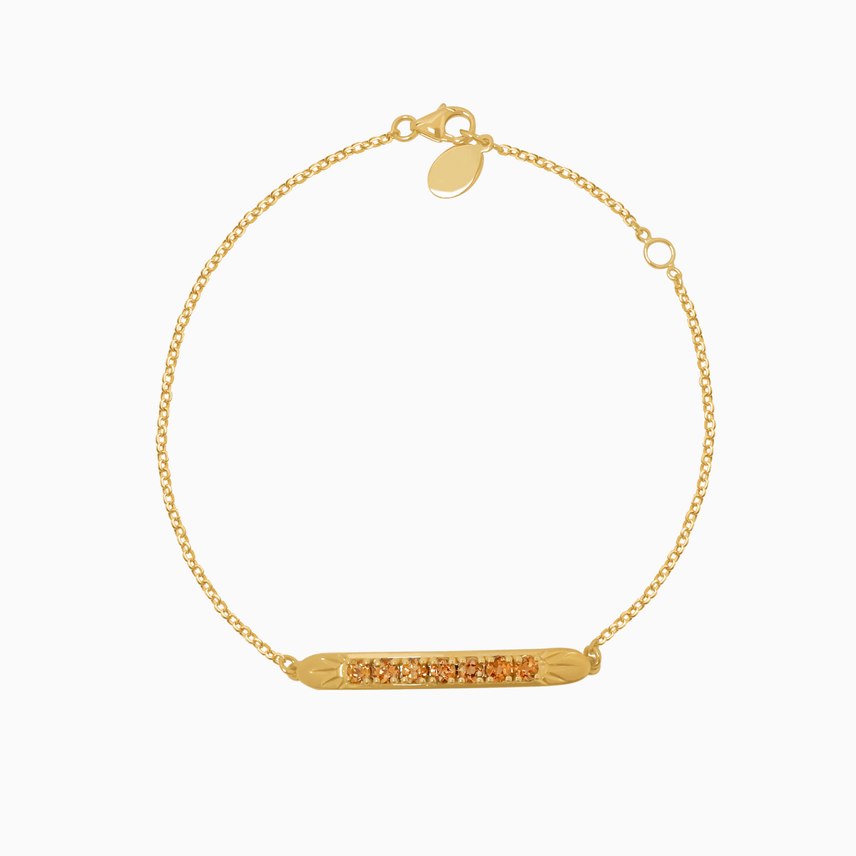Pulsera en oro amarillo 18K plaquita rectangular con andalucitas