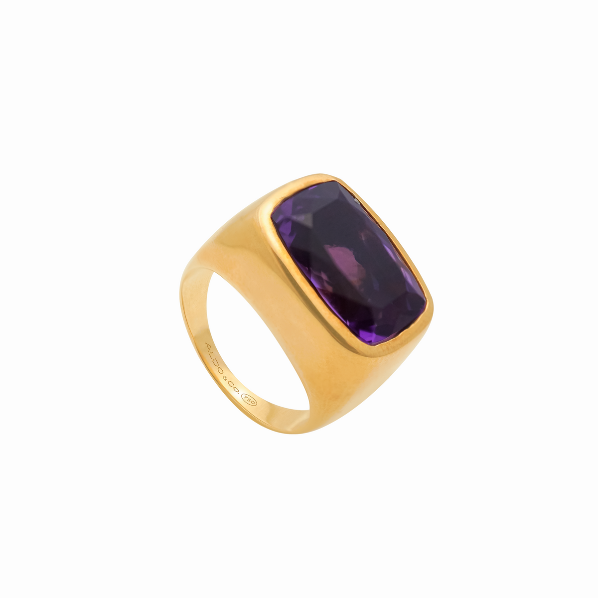 Anillo oro amarillo 18K con amatista