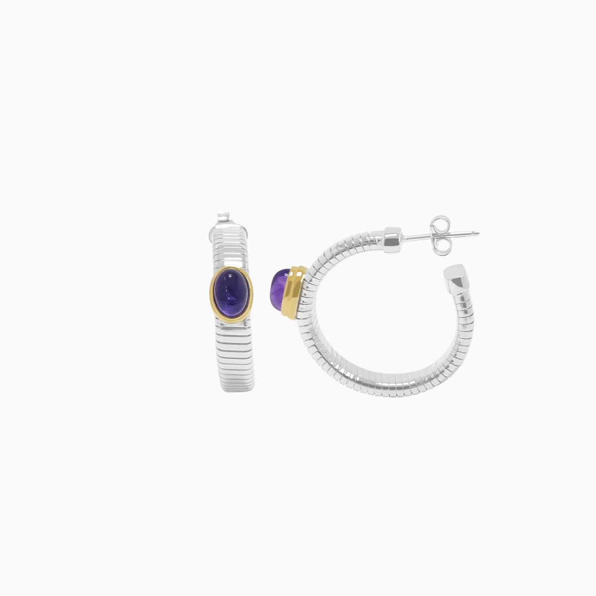 Aretes Ánima con Amatistas en plata 925 en oro 18k