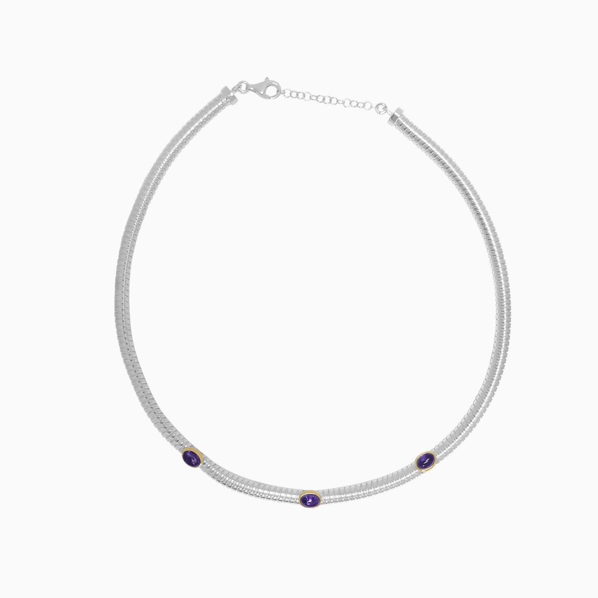 Collar Ánima retráctil con Amatista en plata 925 y oro 18k