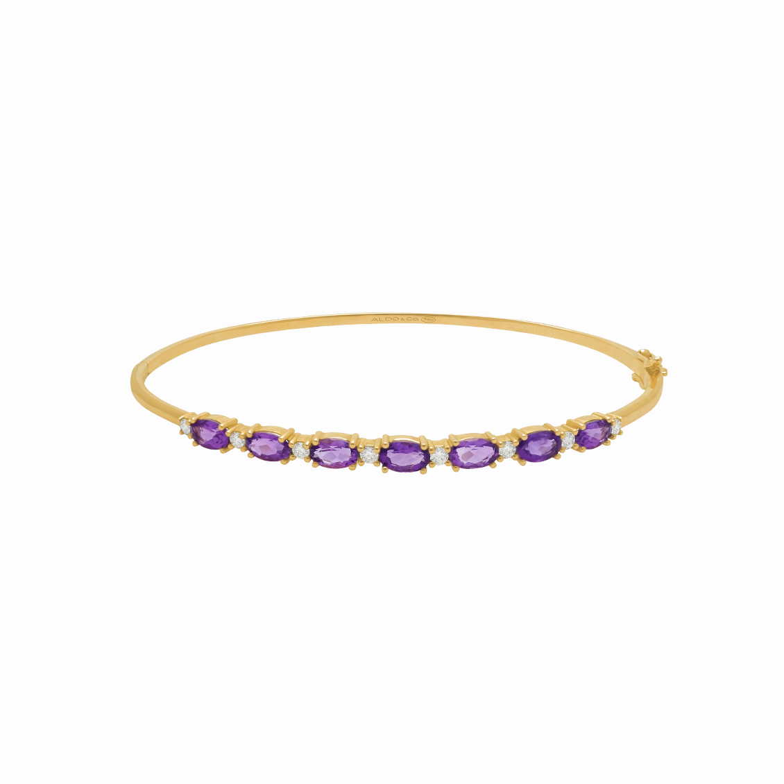 Pulsera en oro amarillo 18K bangle con amatistas ovales y brillantes