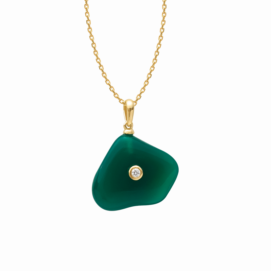 Dije en oro amarillo 18K orgánicos con cuarzos ágata verde Nuggets