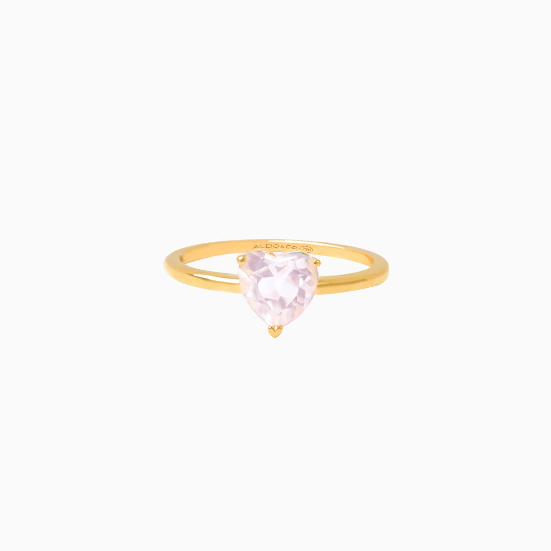 Anillo oro amarillo de 18K con cuarzo rosado corazón