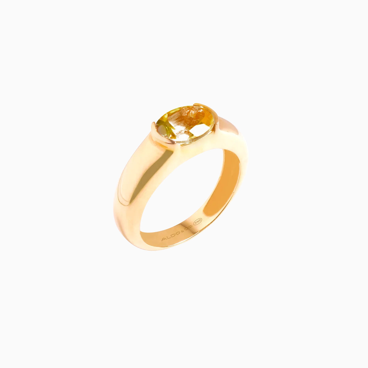 Anillo en oro amarillo de 18K aro grueso con citrino oval