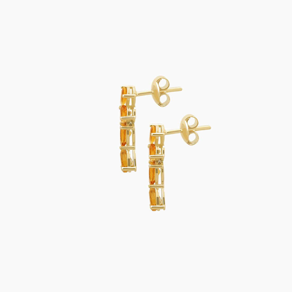 Aretes largos en oro amarillo de 18K con citrino