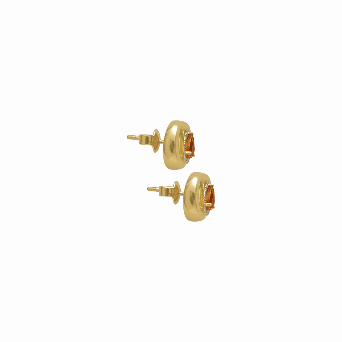 Aretes en oro amarillo de 18K con citrinos pera y brillantes