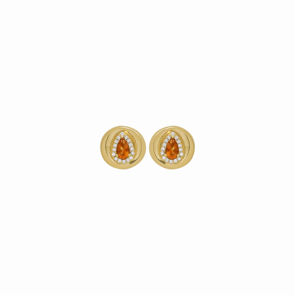 Aretes en oro amarillo de 18K con citrinos pera y brillantes