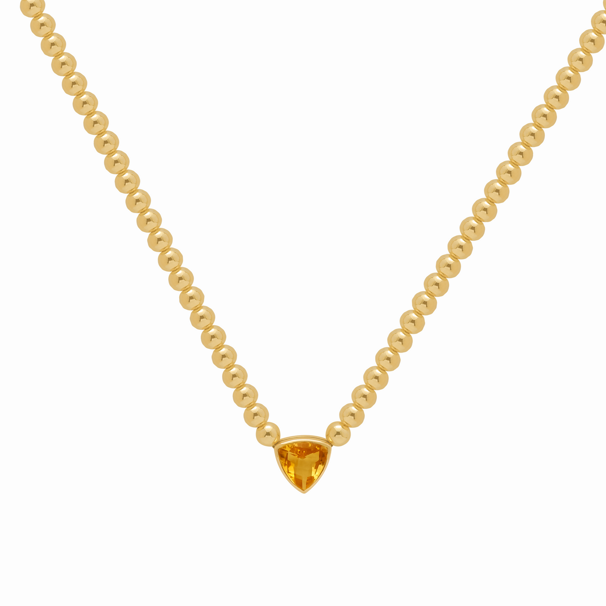 Collar en oro amarillo 18K con citrino trillant con bead y regulador