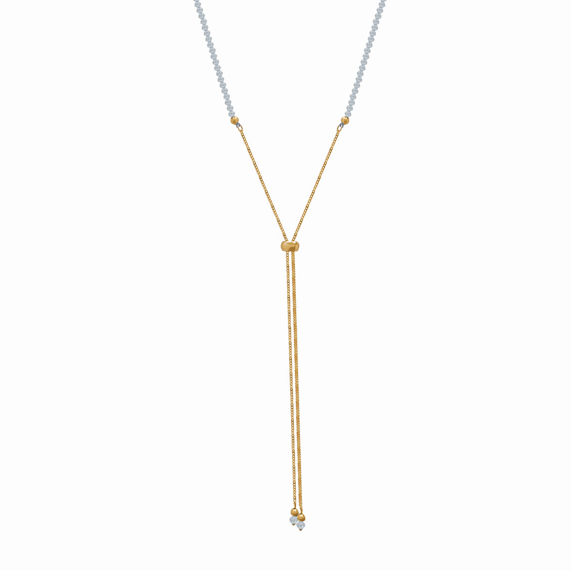 Collar oro amarillo 18K cuentas cristal V y con cadena Franco