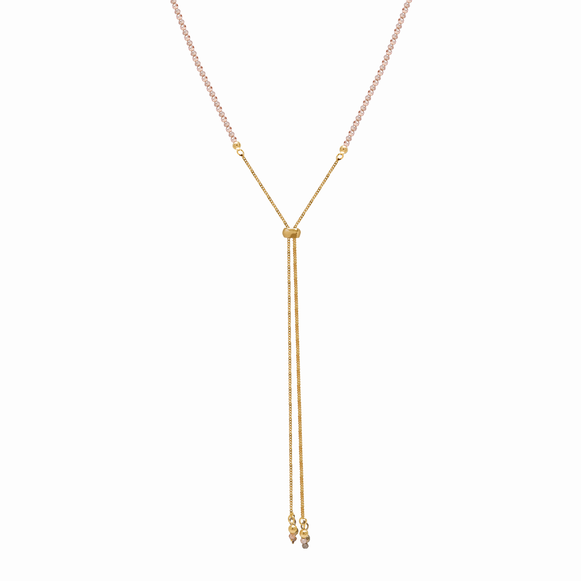 Collar en oro amarillo 18K con hesonita en V y cadena Franco y dije regulable