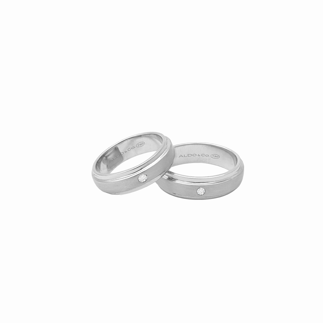 Alianzas en oro blanco 18K doble cinta centro satinada y lados brillosos 5mm