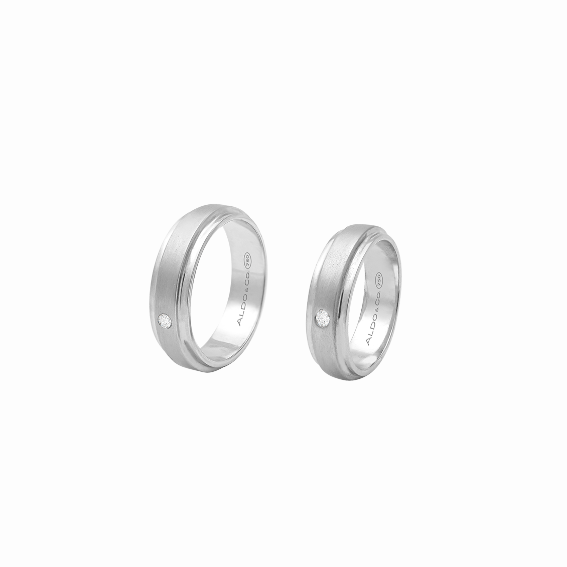 Alianzas en oro blanco 18K doble cinta centro satinada y lados brillosos 5mm