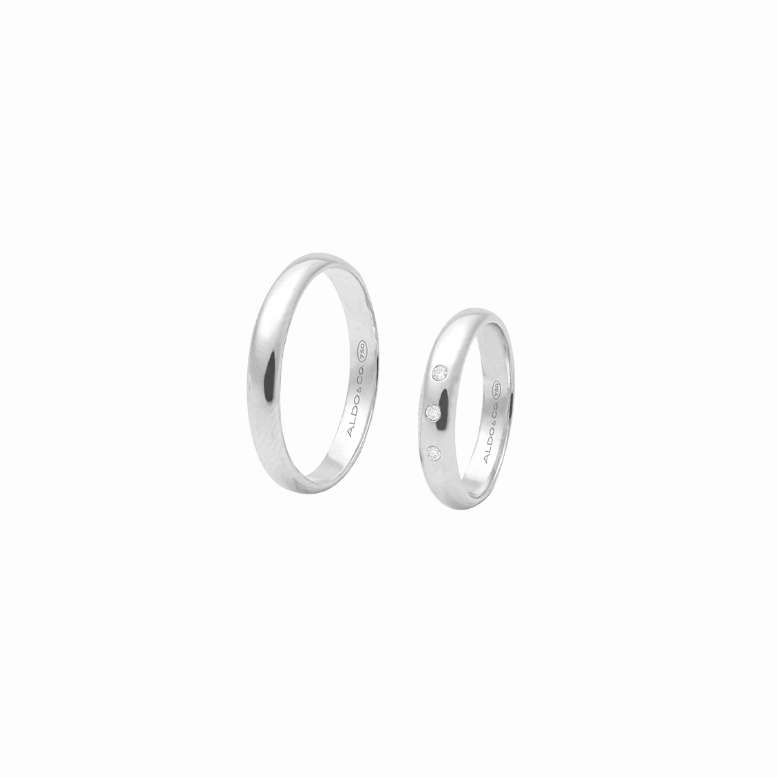 Alianzas en oro blanco de 18K acabado brilloso 3mm