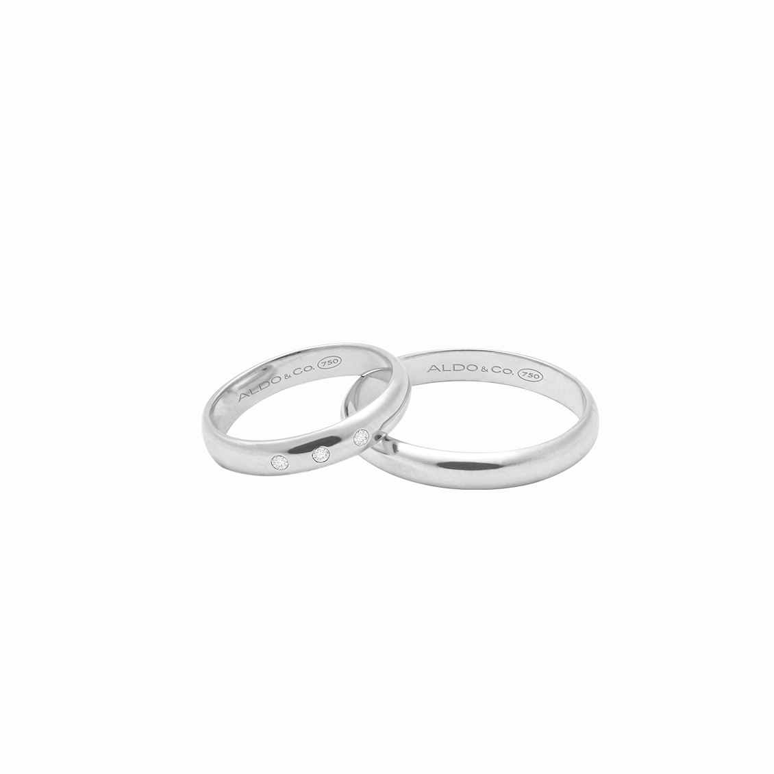 Alianzas en oro blanco de 18K acabado brilloso 3mm