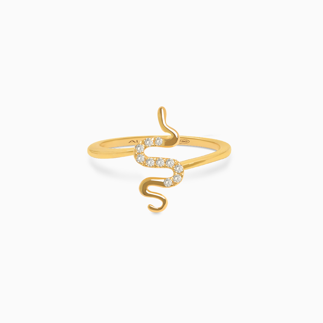 Anillo en oro amarillo de 18K serpiente con brillantes
