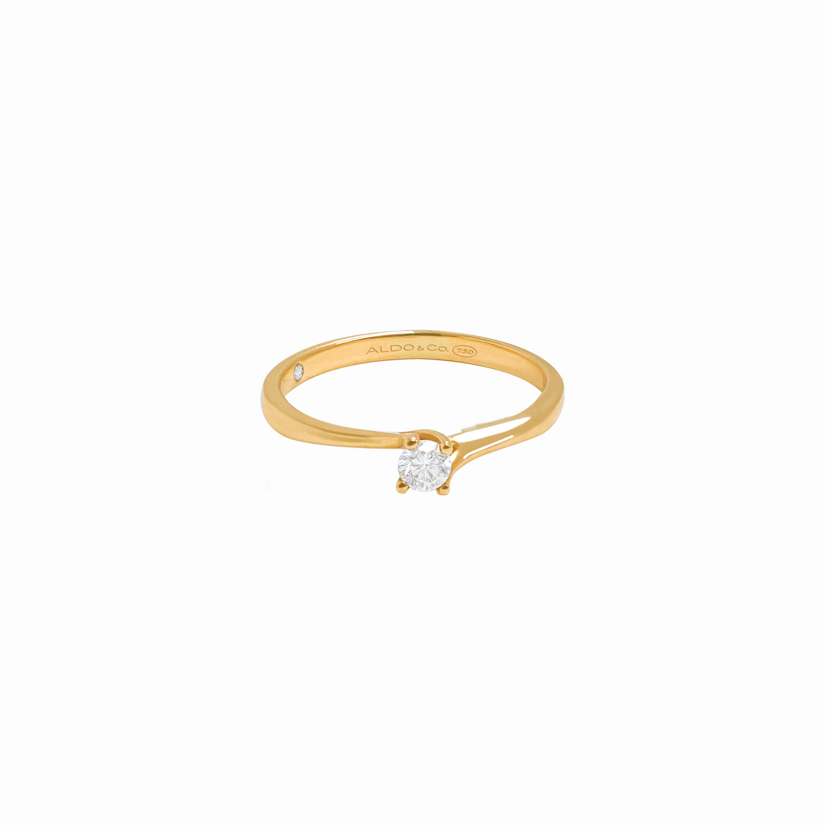 Anillo en oro amarillo de 18K modelo infinito con brillante 0.10 ct