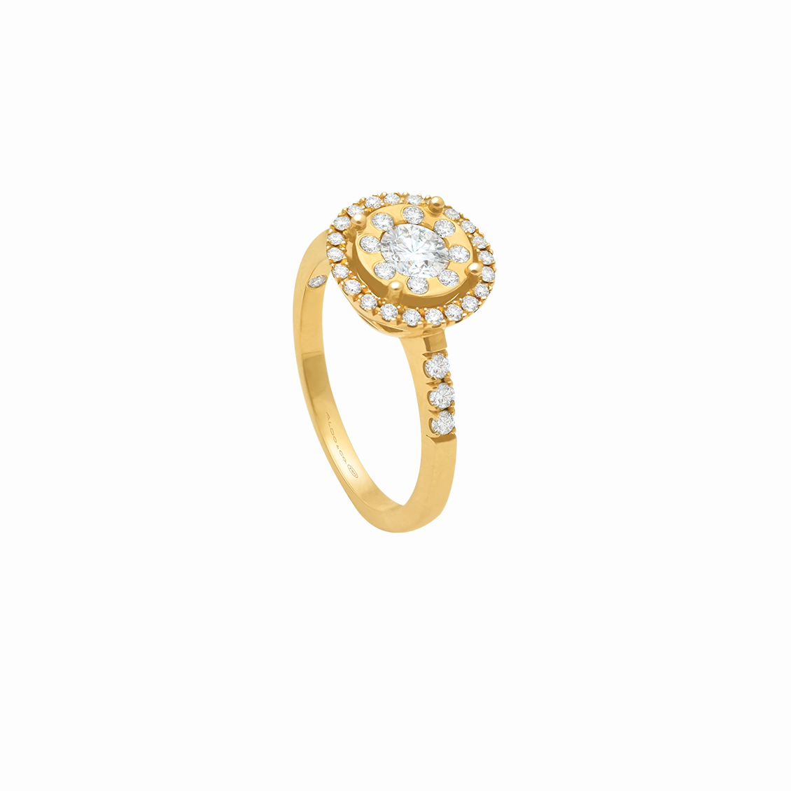 Anillo de compromiso en oro amarillo de 18K modelo Fleur