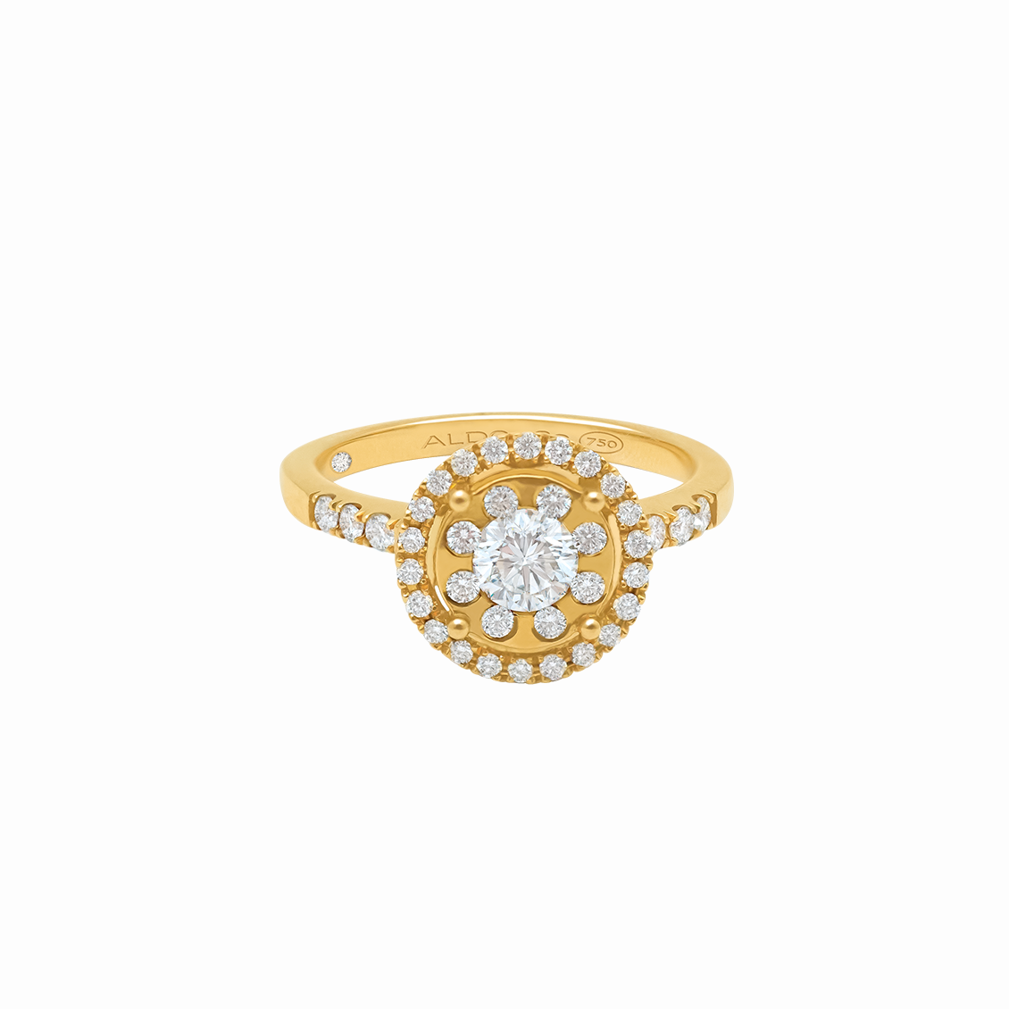 Anillo de compromiso en oro amarillo de 18K modelo Fleur
