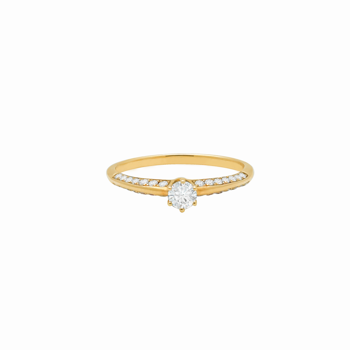 Anillo en oro amarillo de 18K modelo Cielo con brillante de 0.14 ct