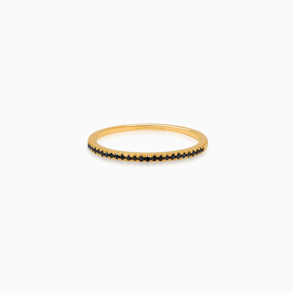 Anillo oro amarillo 18K Medio rivière con brillantes negros