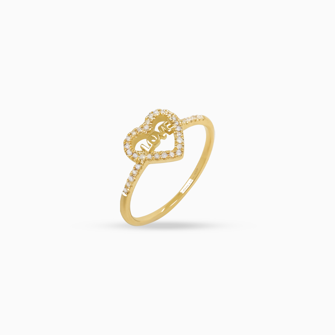Anillo oro amarillo 18K con palabra love calada.