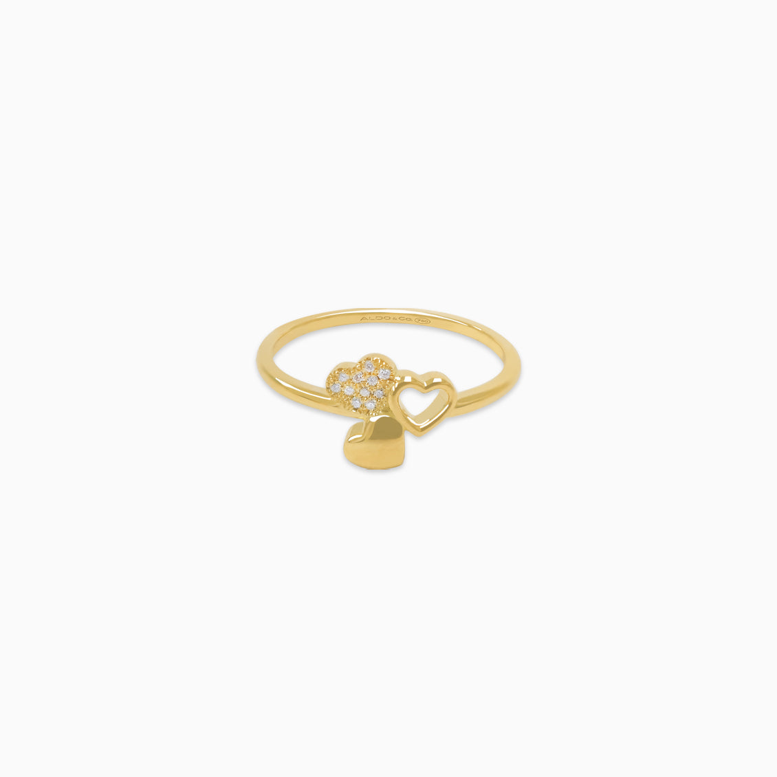 Anillo oro amarillo 18K con 3 corazones