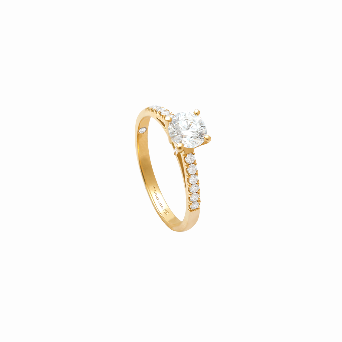 Anillo en oro amarillo 18K modelo emperatriz con brillante de 0.60 ct y brill. laterales.