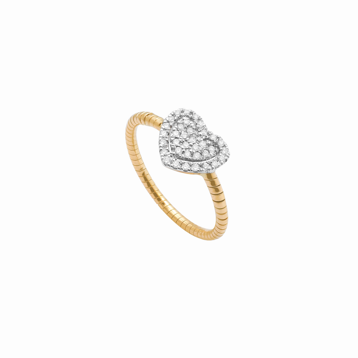 Anillo oro amarillo 18K con dije corazón y brillantes