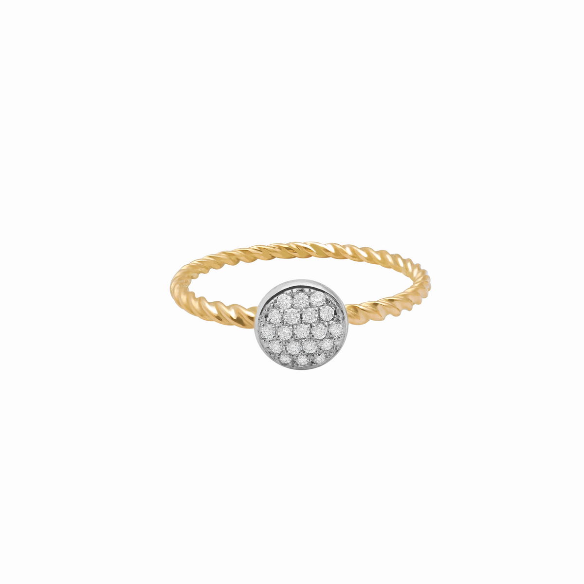 Anillo en oro amarillo 18K pave con rodio y brillantes