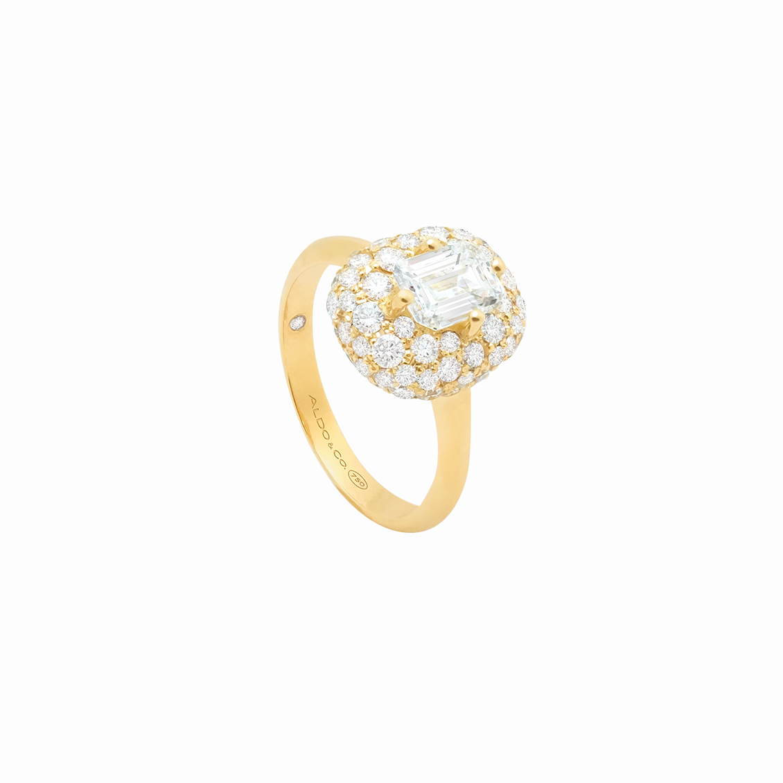 Anillo oro amarillo 18K modelo Eveline c/ esmeralda 0.96ct full pave