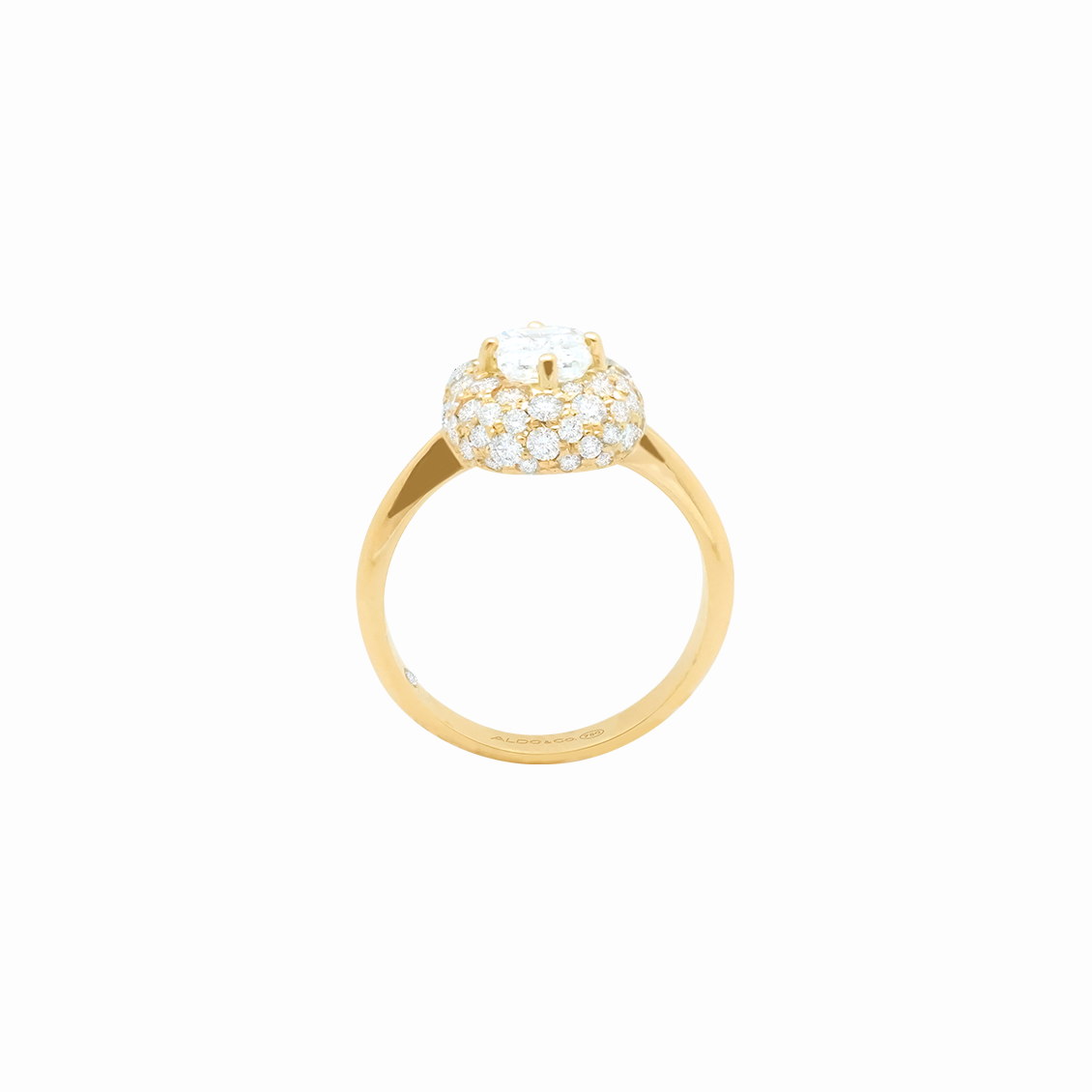 Anillo oro amarillo 18K modelo Eveline c/ esmeralda 0.96ct full pave