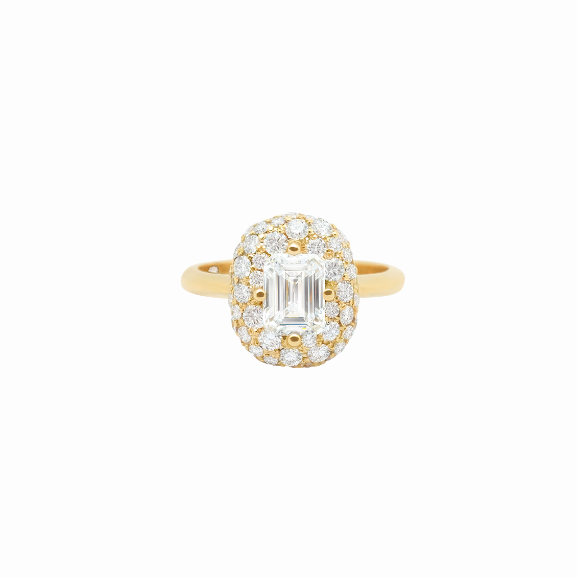Anillo oro amarillo 18K modelo Eveline c/ esmeralda 0.96ct full pave