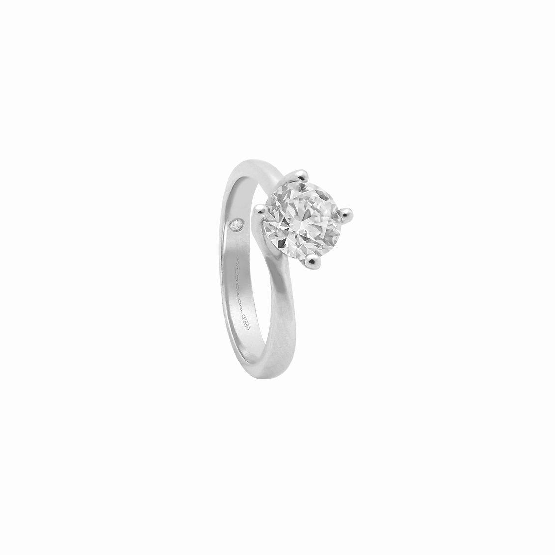 Anillo de compromiso en oro blanco de 18K modelo Infinito