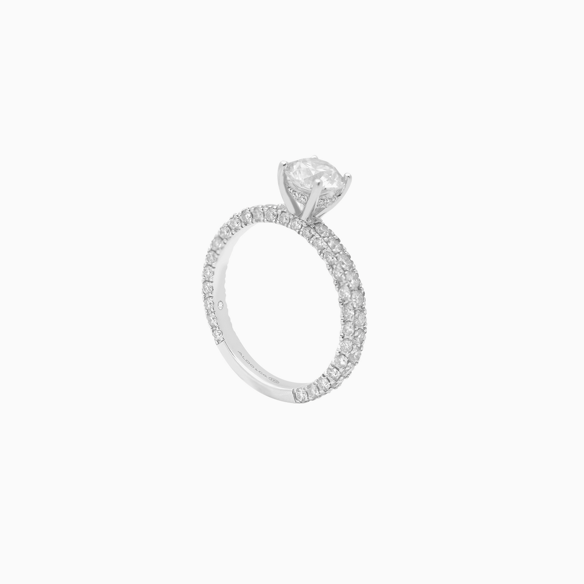 Anillo en oro blanco 18k solitario modelo premium