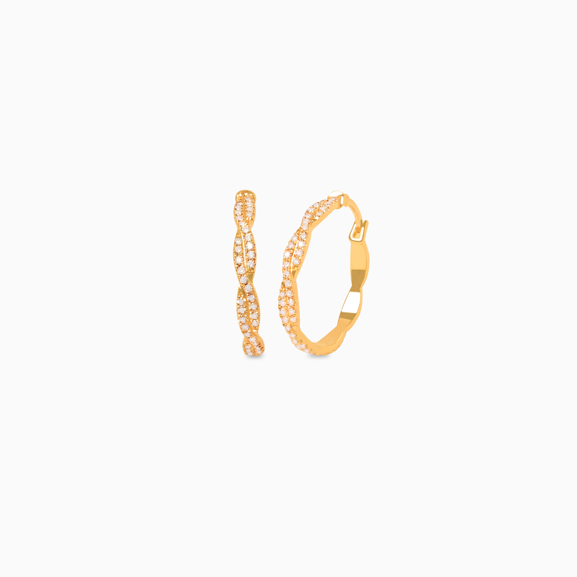 Argollas City Glam en oro amarillo de 18K con brillantes entrelazados