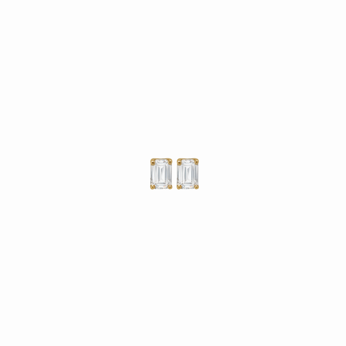 Aretes solitario en oro amarillo de 18K corte esmeralda