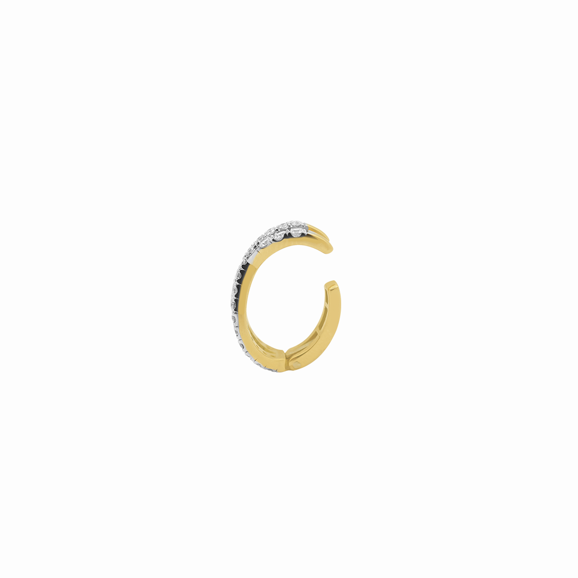 Medio arete piercing en oro amrillo 18K "X" con brillantes con rodio