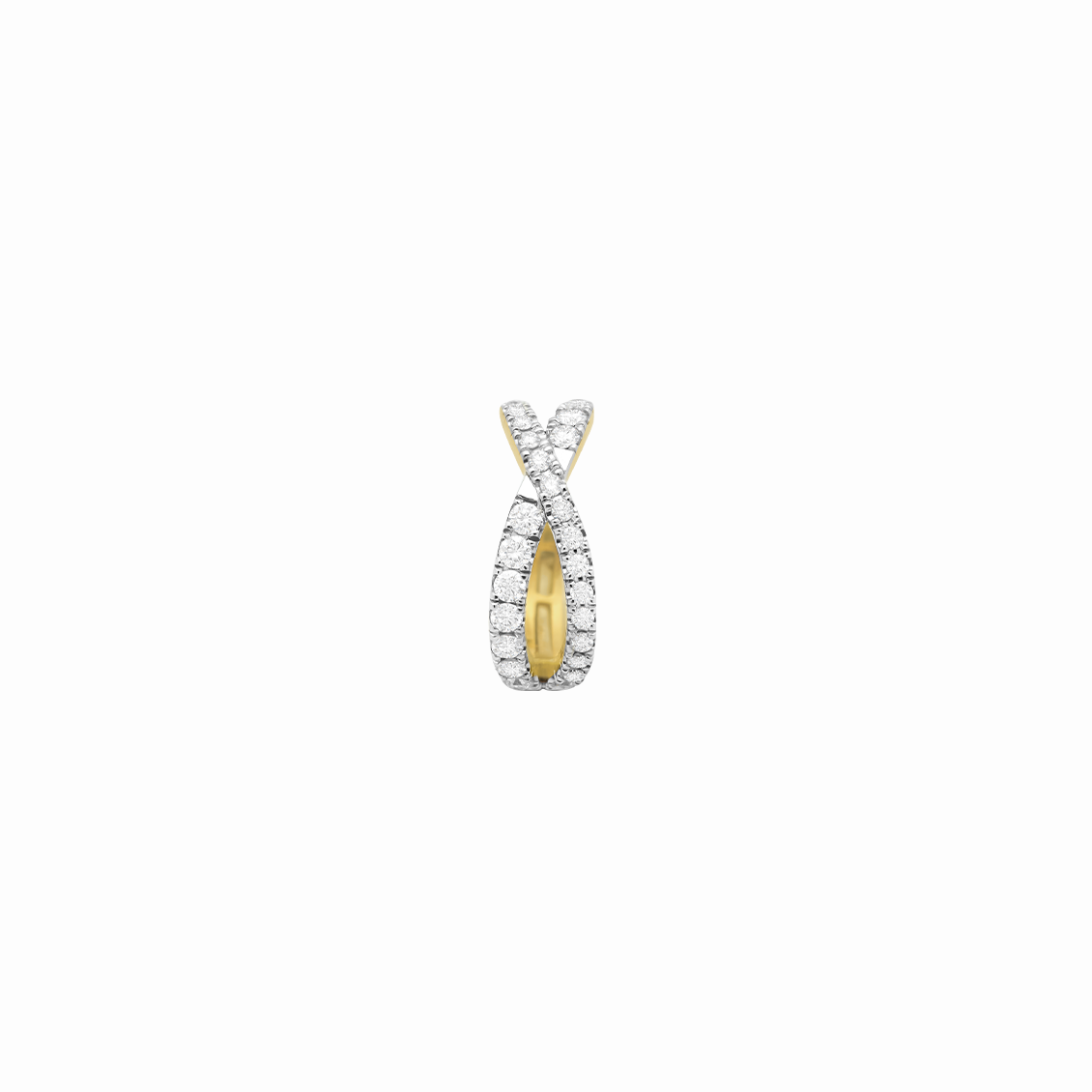 Medio arete piercing en oro amrillo 18K "X" con brillantes con rodio