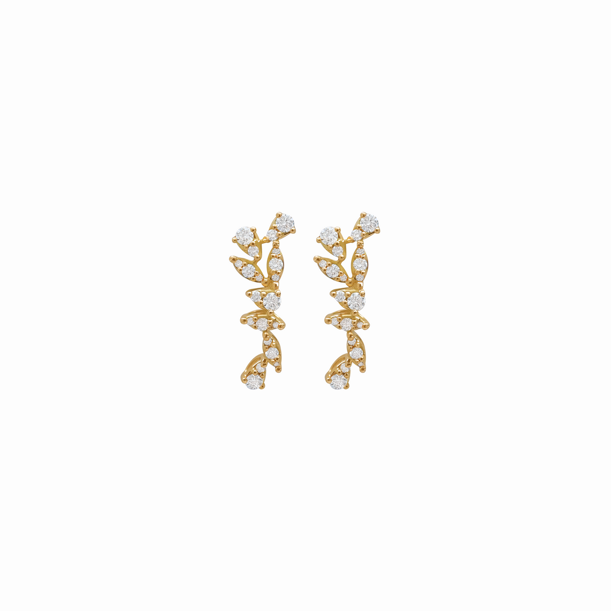 Aretes en oro amarillo 18K forma de gota con marquises