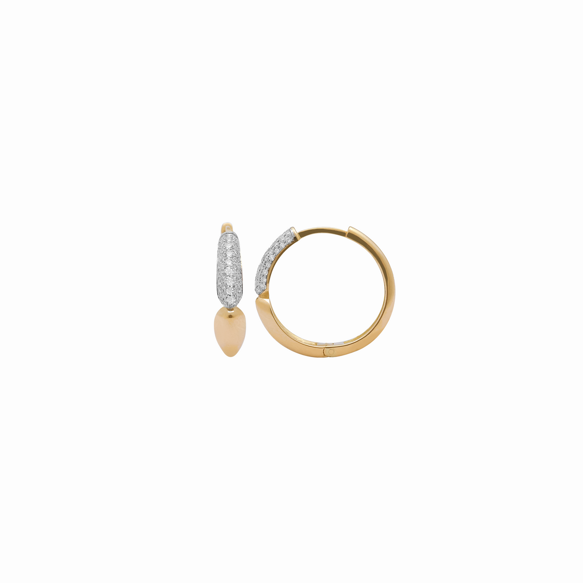Aretes en oro amarillo 18K gotas bombeadas con brillantes