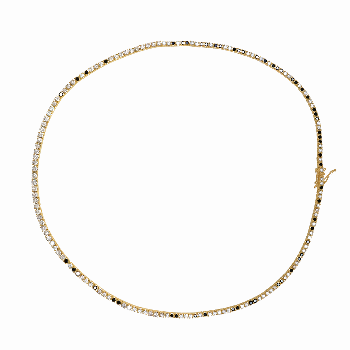 Collar en oro amarillo 18K tennis degrade con brillantes blancos, champagne y negros