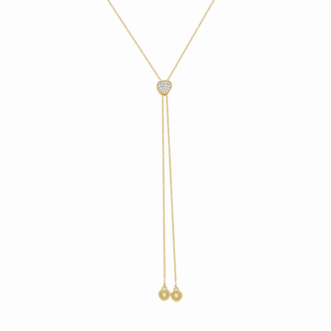 Collar en oro amarillo 18K con dije corazon y colgantes con brillantes