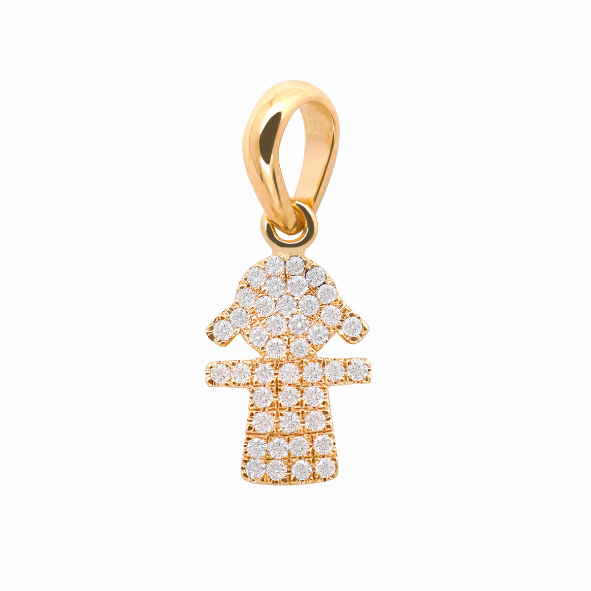 Dije en oro amarillo de 18K niña full brillantes