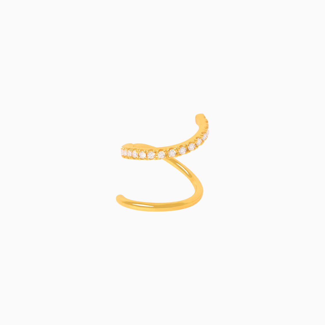 Medio arete en oro amarillo de 18K piercing envolvente con brillantes