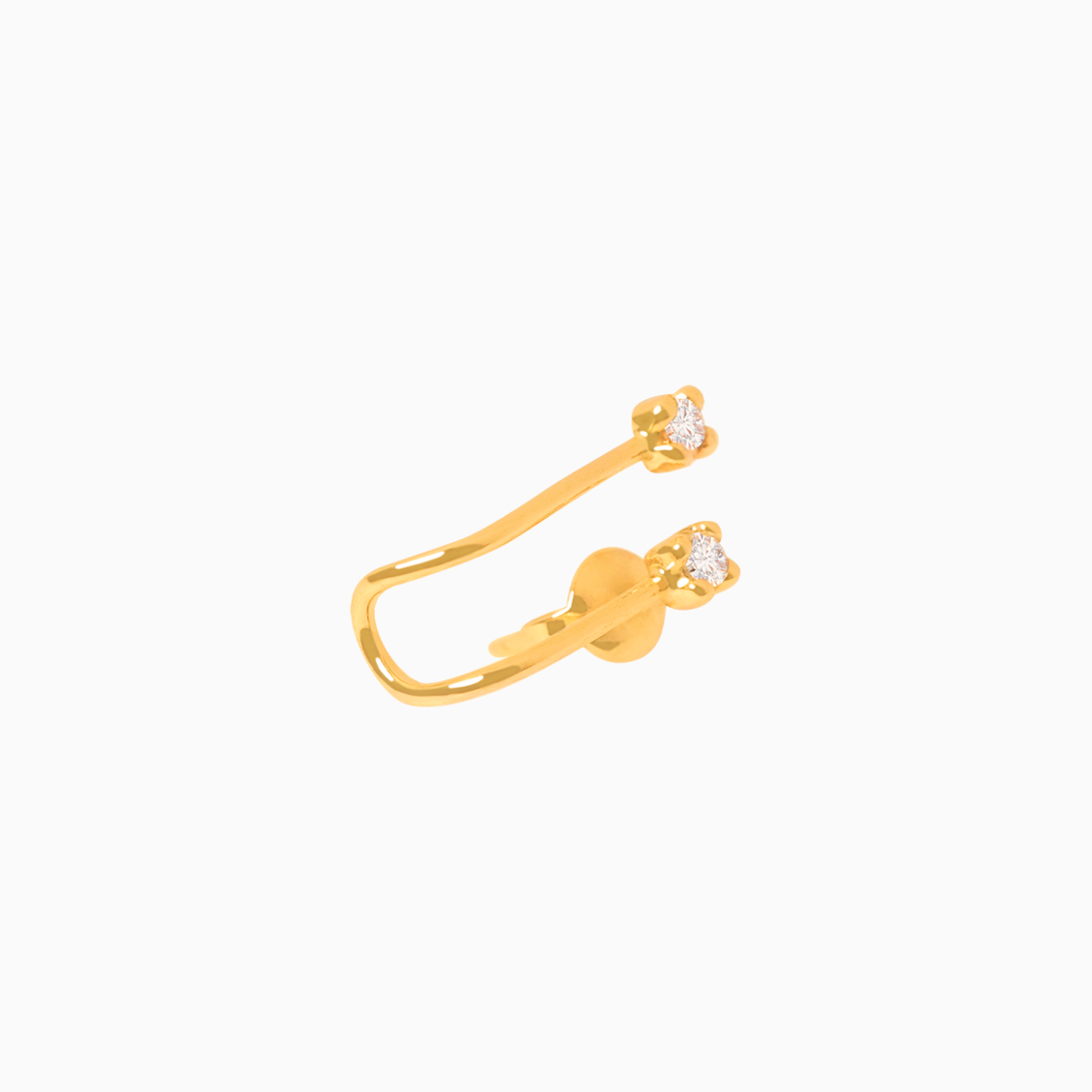 Medio arete en oro amarillo de 18K con 2 brillantes