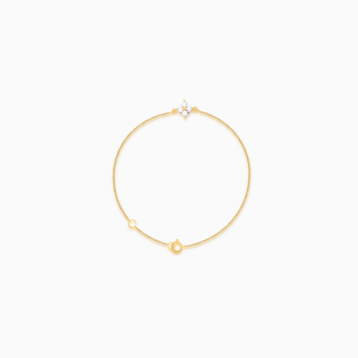 Pulsera en oro amarillo de 18K flor con brillantes